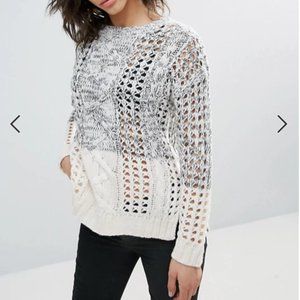 Cable Knit Color Block Sweater